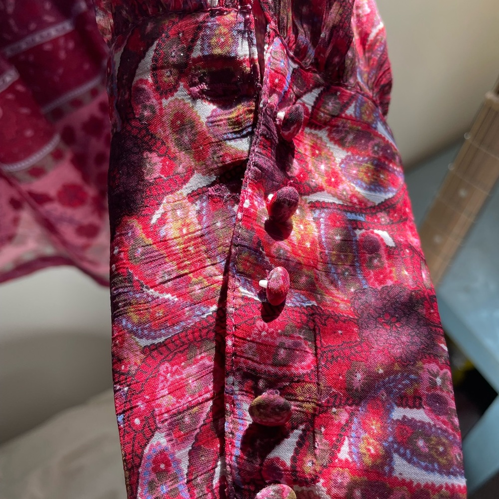 Esprit 70s Vintage style Maroon Paisley Floral Dress Size 2 - Picture 5 of 7